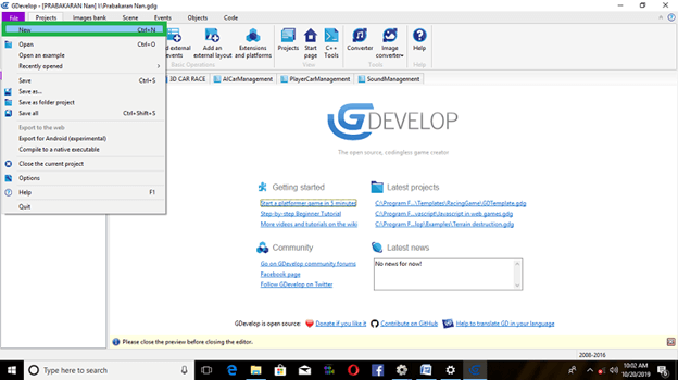Adventure Car Race Using Native Platform In Gdevelop